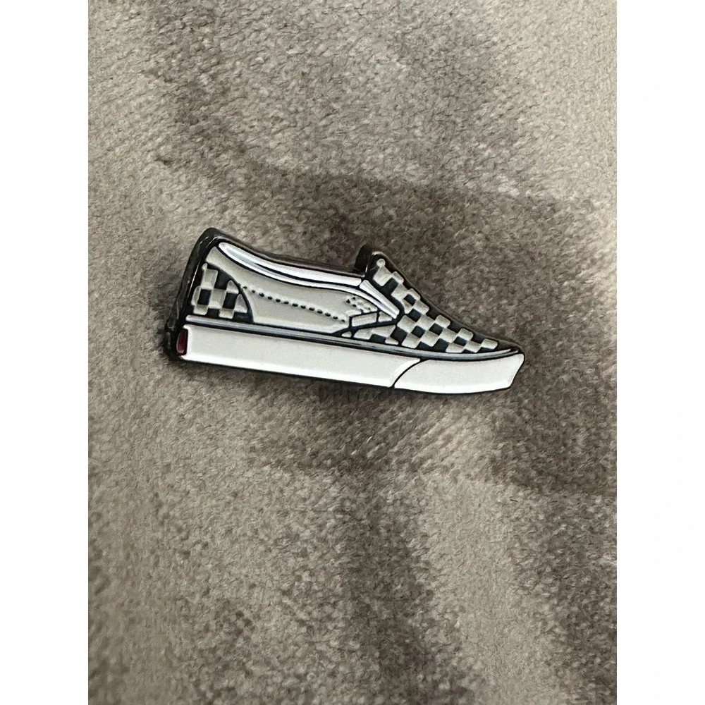 Vans Checkerboard Slip On Shoe Enamel Lapel Pin White Black Skateboard Accessory